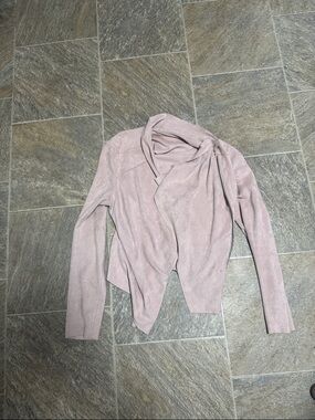 Dusty Pink Draped Open Front Cardigan Jacket